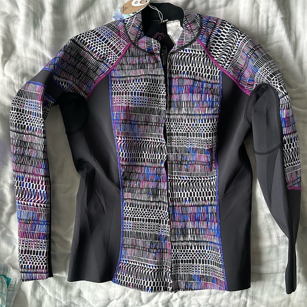 Prana Mara wetsuit neoprene full zip jacket black